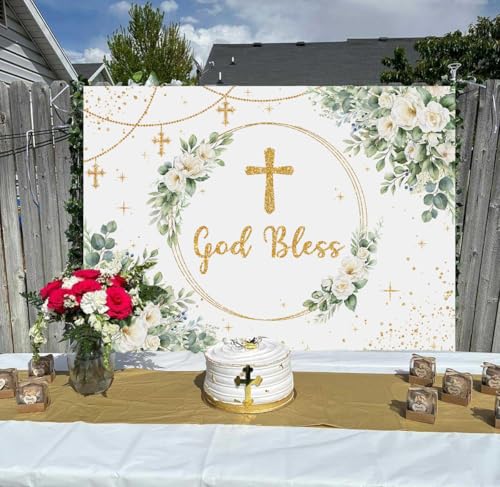 Fondo decorativo God Bless 8x6ft blanco miniatura 6