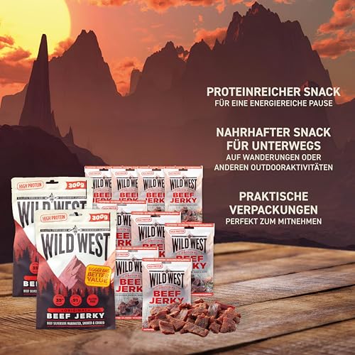 Wild West Beef Jerky 1kg Bundle - Original Rindfleisch Snacks in verschiedenen Größen - Beef Jerky high Protein Trockenfleisch, Protein Snack