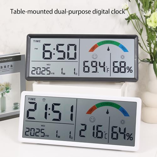 Reloj de pared digital LCD con doble alarma y termómetro interior 8