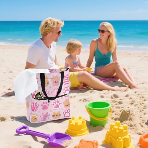 Bolsa de mano de gato rosa para llevar libros al colegio de forma cómoda 7