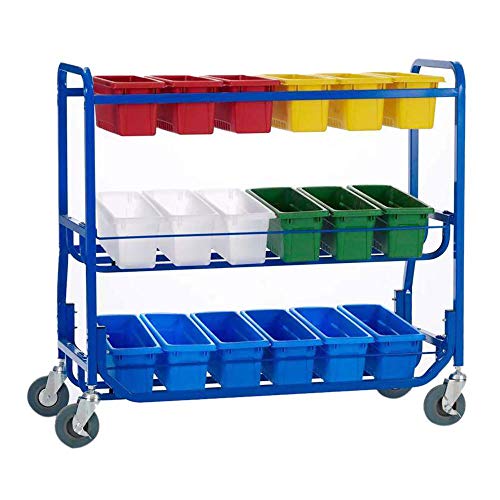 Copernicus School Classroom Office Library on Wheels with 18 Small Tubs for Kids, Students