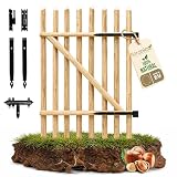 Floranica Puerta de jardín de madera de avellano para valla de estacas Altura 115 cm x 100 cm 1 hoja – lista para instalar incl. bisagras