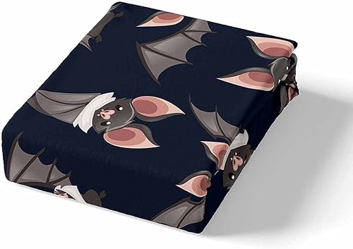 Miniatura 2 de Feelyou Bat Bedding - Juego de sábanas para niños y niños, diseño de murciélagos y animales de paseo nocturno, 1 sábana bajera ajustable con 1 funda