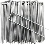 · Petgrow · 6 Inch Garden Stakes Galvanized Landscape Staples,U-Type Turf Staples for Artificial Grass, Pin Stakes for Securing Fences Weed Barrier, Outdoor Wires Cords Tents Tarps,100 Pack