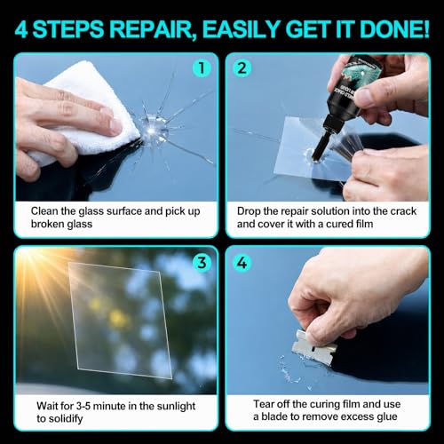 Yocisku Professional Windshield Crack Repair Kit, Upgraded Glass Repair Fluid for Automotive Glass Chips & Cracks, High Pressure & Long-Lasting Restoration, Easy DIY Windshield Tool Set (20ML x 2) by Yocisku - Image 6
