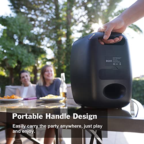 Doss Bluetooth Speaker, Partyboom Speaker With 60W Immersive Sound, Punchy Bass, Mixed Colors Lights, Partysync, 12H Playtime, Mic And Guitar Inputs, Portable Speaker For Indoor, Outdoor Party #TOP6