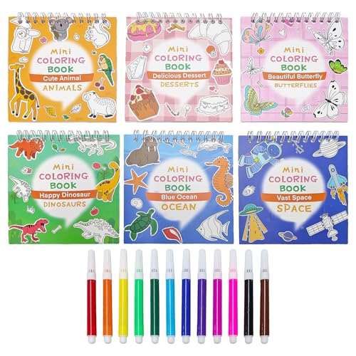 6 Libri Di Mini Dipinti E 12 Pennelli, Libri Di Graffiti A Mano, Libri Per Il Film Comici, Libri Di Pittura Per Bambini.