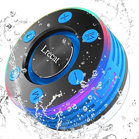 Lrecat Shower Bluetooth Speaker, Portable Wireless Outdoor Speaker with HD Sound, Wireless Speaker with 8H Playtime, Handsfree LED Light Show With Suction Cup, IPX7 Waterproof for Travel/Shower/Party Cover