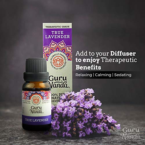 Gurunanda Lavender Essential Oil - 100% Pure Therapeutic-Grade, Undiluted Oil For Aromatherapy & Massage - Helps Relieve Stress & Promotes Calm Sleep - Premium Diffuser Oil (Pack Of 2 X 0.5 Fl Oz) #TOP2