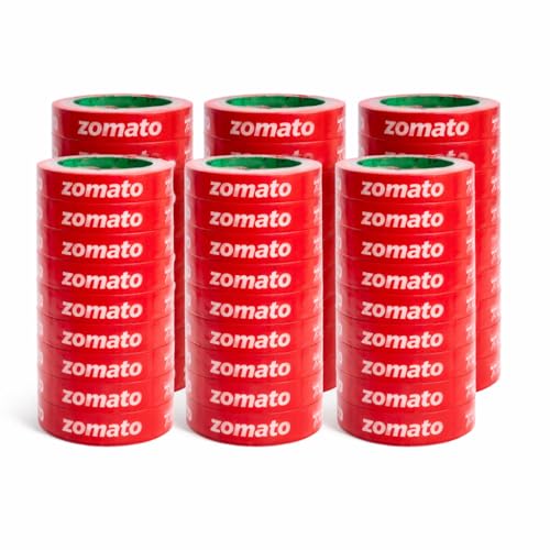 Image of Zomato Food Packing Tape 24 mm 1 Inch x 65 Meter Pack of 72 Rolls | Strong Adhesive Packing Tape for E-Commerce and Small Food Business Use