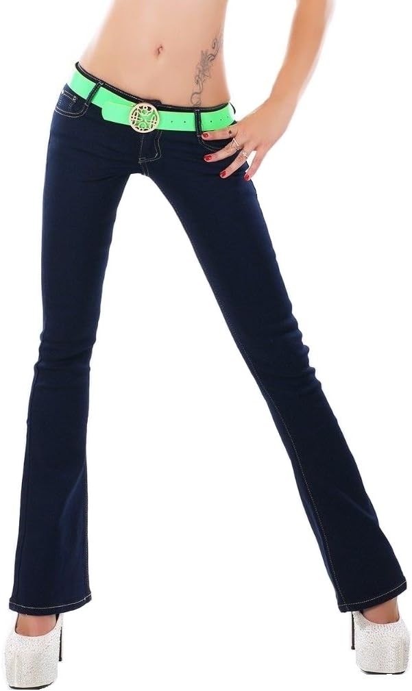 Womens Navy Blue Low Rise Bootcut Stretch Jeans Sizes UK 6-14