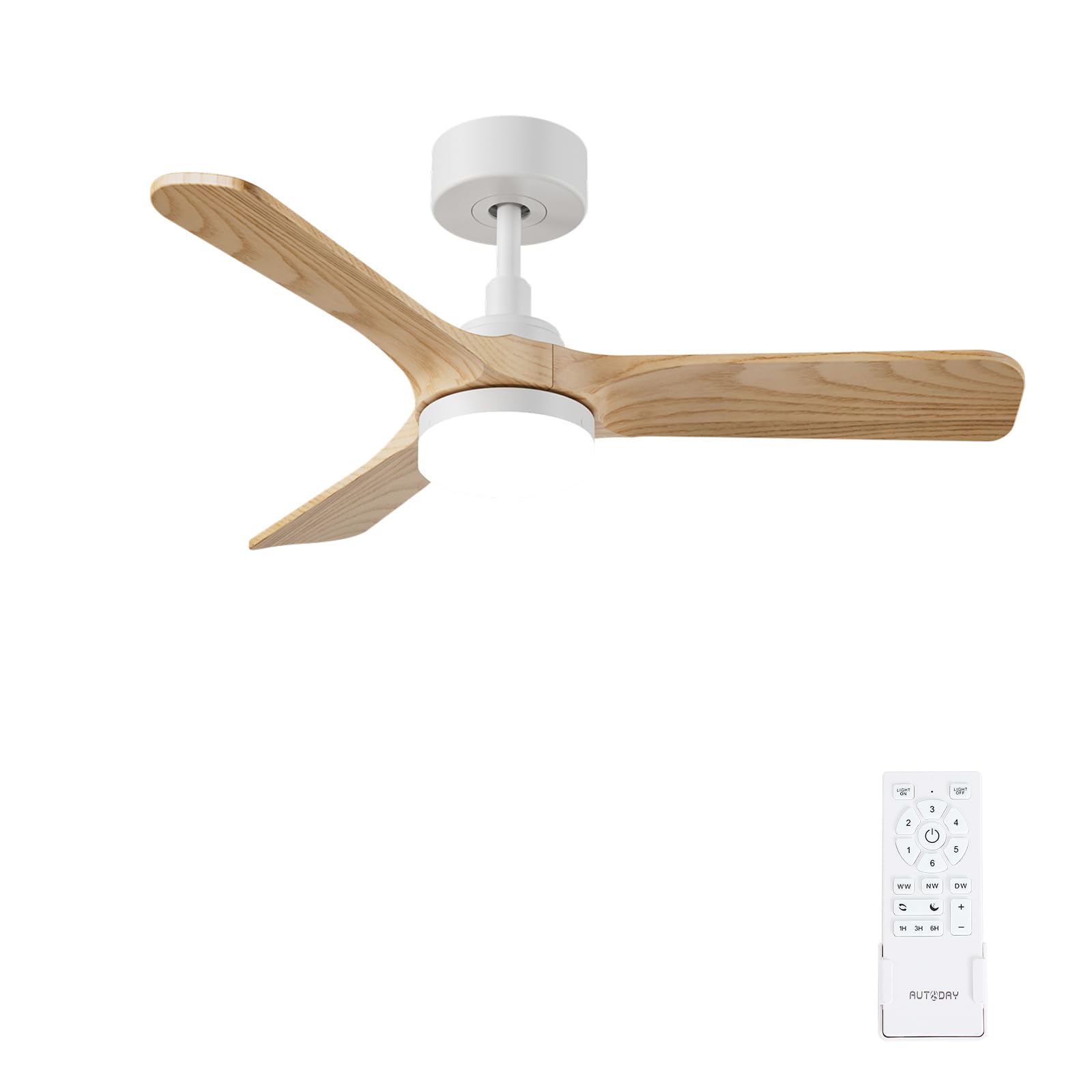 Ceiling Fan with Light LED Lamp Diameter 90 cm Ultra Quiet Ceiling Fan 30 W, 3 Reversible Blades, Remote Control and Timer 1/3/6H, Summer-Winter Function, 6 Speeds