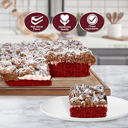 Dulcet Gift Baskets Red Velvet Crumb Cake- Gourmet Gift Idea For Birthdays, Anniversaries, Valentine’s Day For Him Or Her & More- Fresh Hand Made Velvet Cake With Cream Cheese Frosting - 2 Cakes 8x8 - Image 5