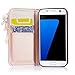 Galaxy S7 Case, CinoCase Luxury 3D Bling Crystal Rhinestone Wallet Leather Purse Flip Card Pouch Stand Cover Case with Shiny Diamond Pearls & Lovely Heart Pendant for Samsung Galaxy S7 - Rose Gold