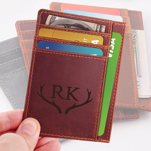 Personalized Wallet for Men, Mens Slim Wallet, Leather Custom Credit Card Holder, Minimalist Engraved Leather Wallets, Gifts for Fathers Day, Christmas, Valentines Day & Anniversary4