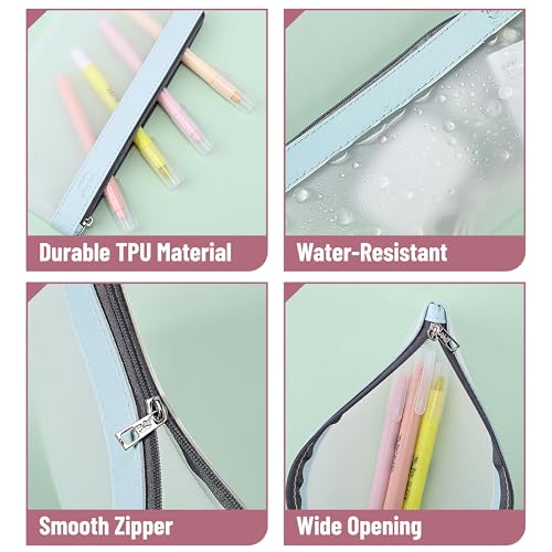 Image of Mr. Pen- Clear Pencil Pouch, 8.50 inchx4.25 inch, 3 Pack, Durable TPU Material | Medium Water-Resistant Pencil Bags with Smooth Zipper, Multipurpose Clear Pouch for Stationery, School, Office