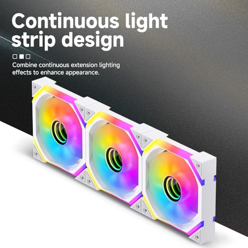Image of Galaxy SE 120mm ARGB Computer Case Fans,Infinity Mirror RGB Light Effect 5V 3PIN Motherboard Light Sync 800~1600RPM PWM PC Fan Suitable for Computer Case(Triple Pack White Reverse)