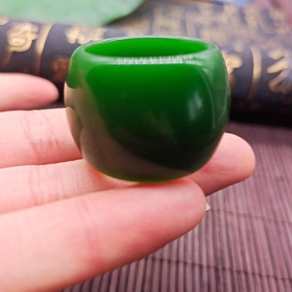 yesTGE Grüne Natur Jade Band Ring Burmesischer Smaragd Jade Ring für Frauen und Männer Jaspis Schmuck Geschenk