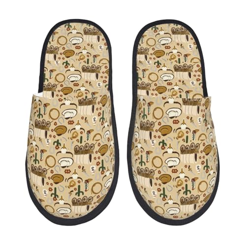 Wild West Cowboy Print House Slippers For Women And Men,Soft Slippers With Memory Foam,Non-Slip Indoor Home Shoes