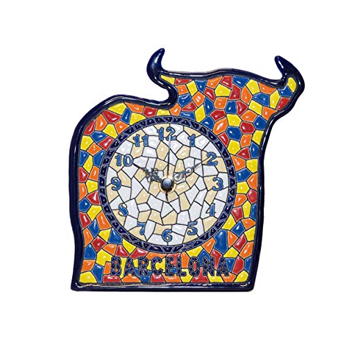 Cerámica española. Souvenir Barcelona Reloj Toro cerámica Decorativa artística andaluza Sobremesa Colección: Souvenir y Regalos Decoración Hogar. Taur
