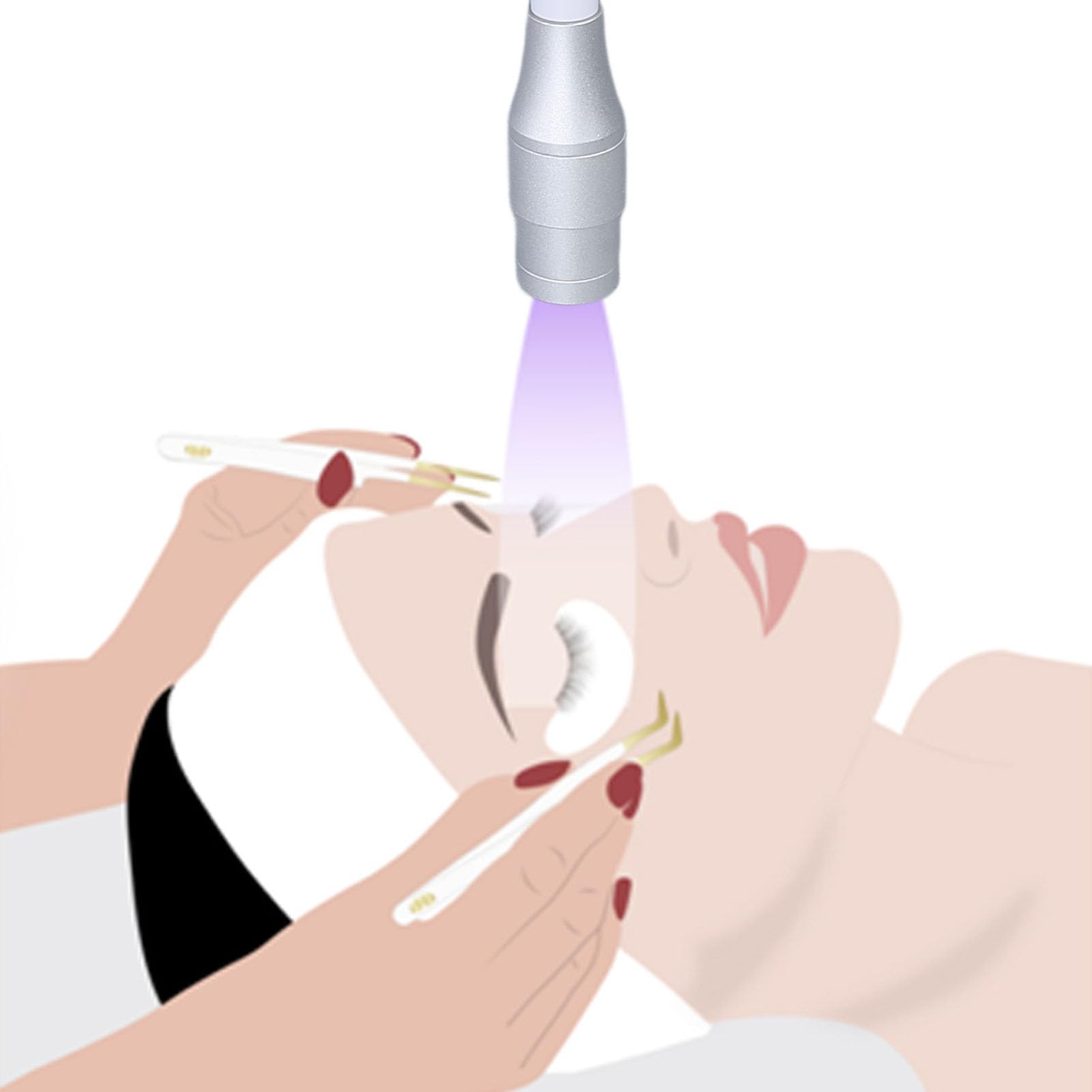 Vorhandene Beauty-UV-Lampe für Wimpernverlängerungen, UV-Wimpernlicht mit Fußpedalsteuerung, Verlängert die Langlebigkeit der (EU-Stecker AC100 bis 240 V 50 60 Hz)