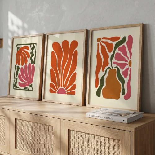 Image of kotart Boho Art Home Decoration Paintings With Frame For Living Room Bed Room Hotel Wall Decor Digital Reprint Set of 3 (13X17 inch)