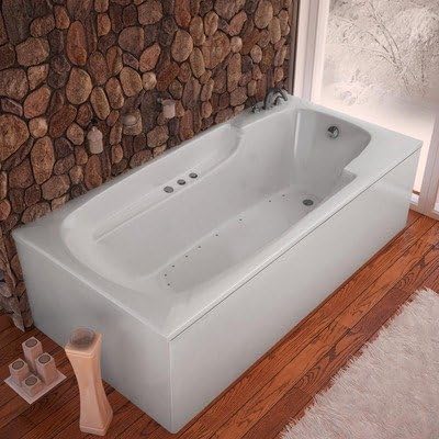 Anguilla 32 x 60 x 23" Rectangular Air Jetted Bathtub Color/Trim / Tile Flange / Front Skirt / Drain: White / Brushed Nickel / No / Yes / Right