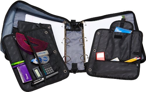Case-it The Dual 2-in-1 Zipper Binder - Two 1.5 Inch D-Rings - Multiple Pockets - 600 Sheet Capacity - Comes with Shoulder Strap - Blue Dual-101 - Thumbnail 4