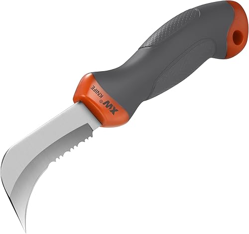 XW Cuchillo de linóleo para pisos y techos con hoja de gancho de acero inoxidable para cortar papel tapiz, alfombra, vinilo, techos, revestimiento
