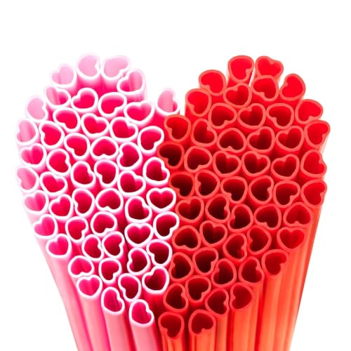 Image of 100pcs Heart Straws Bulk 8mm-Individually Wrapped Disposable Straws