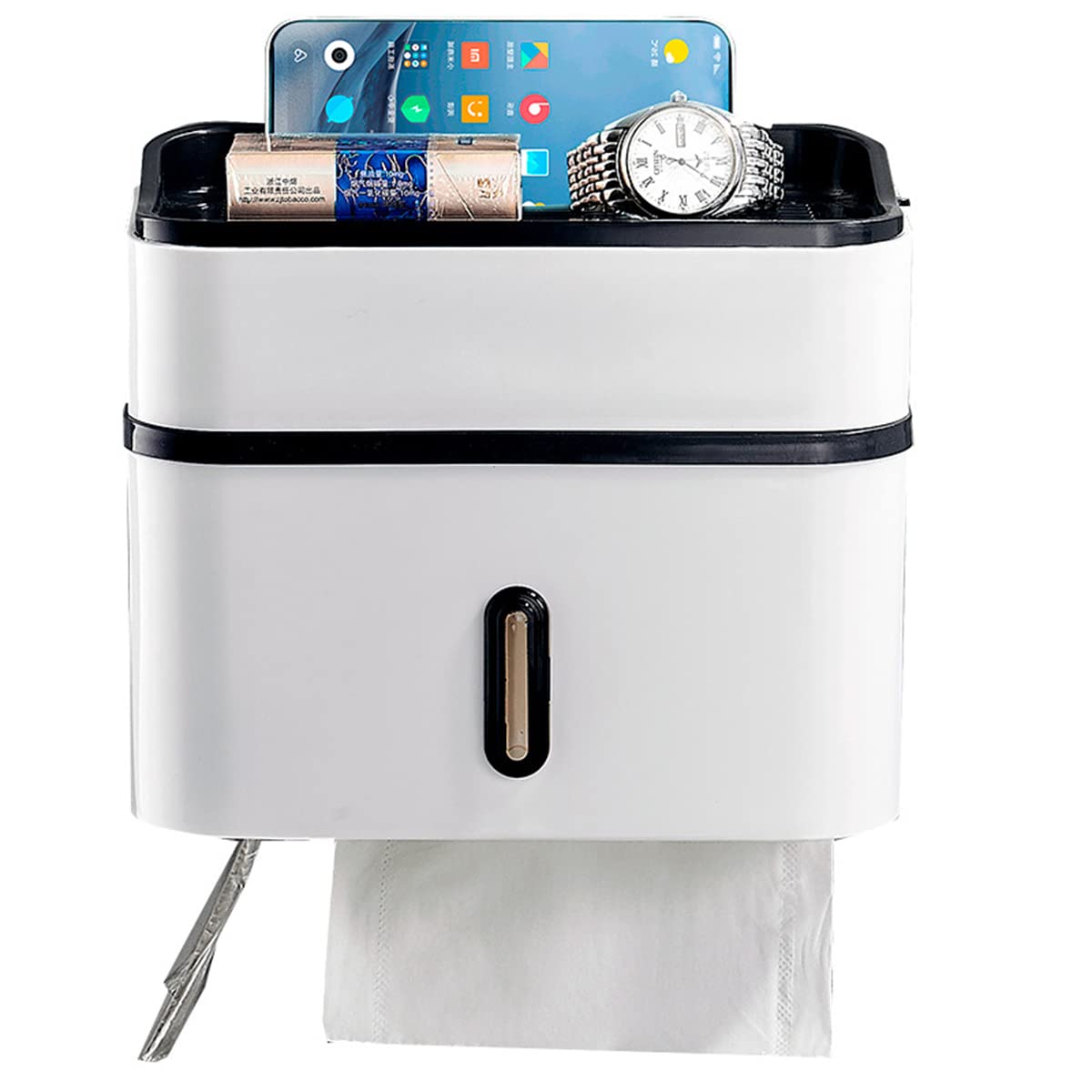 Portarrollos de Papel higiénico Adhesivo con cajón de Almacenamiento Caja de pañuelos de baño Soporte de Papel higiénico para Ducha montado en la Pared Portarrollos de Papel higiénico