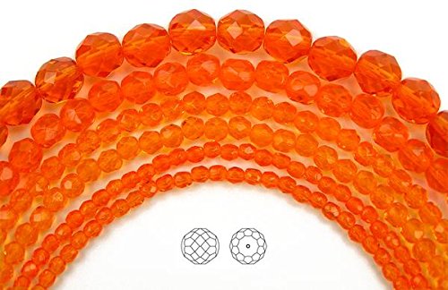 3mm (135 Beads) Sun, Czech Fire Polished Round Faceted Glass Beads, 16 inch Strand