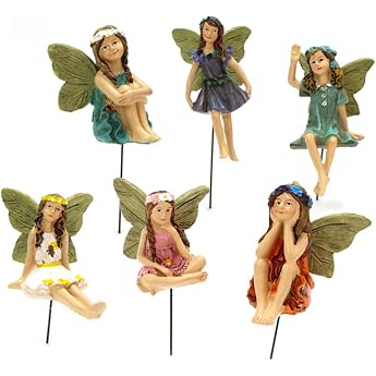 Resin Fairy Statue, Pack of 6 Fairy Garden Miniature Fairy Figures Elves, Fairy Garden Fairy Figure Miniature, Fairy Figures