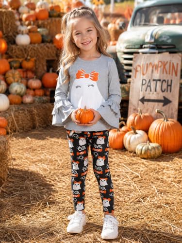 Image of Little Girls Outfits 2 Piece Toddler Long Sleeve Sweatshirt Leggings Pants Fall Winter Clothing Set 2-10 Years