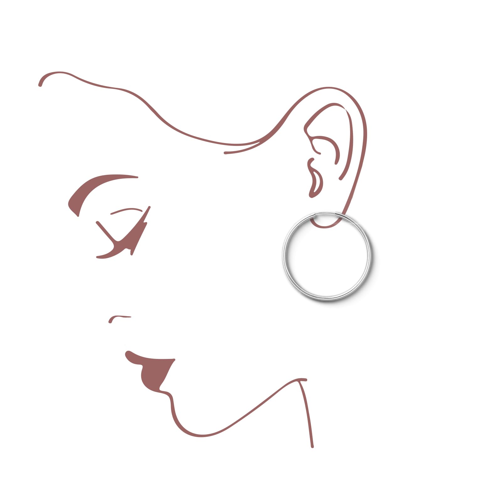 EDELIND Pendientes Aro Grandes finos 40mm 18K/750 14K/585 9K/375 Oro blanco Criollas grandes mujer, ancho 2 mm Aretes de oro puro con Caja de regalo de joyería