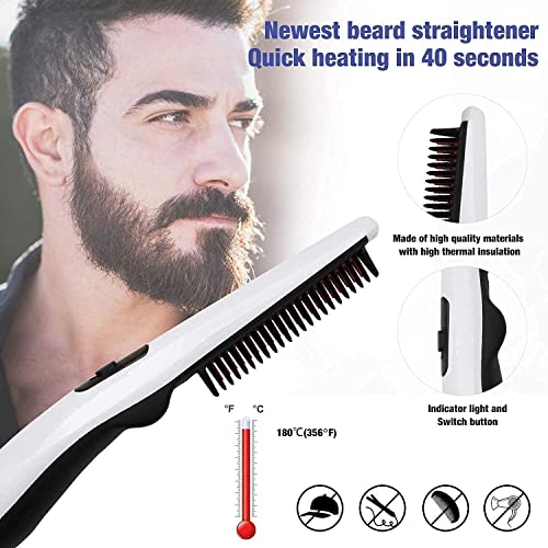 Image of AVIARA Quick Hair Styler for Men Electric Beard Straightener Massage V2 Hair Comb Multifunctional Curly Hair Straightening Comb Curler | 1 Pcs