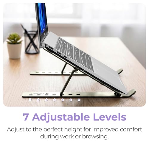 Image of Zebronics NS2000 Plus Laptop Stand, Supports Up to 17-Inch Laptops, 5kg Load Capacity, 7-Level Adjustable Height, Ergonomic Foldable Design, Anti-Slip Silicone Pads (Gun Grey)