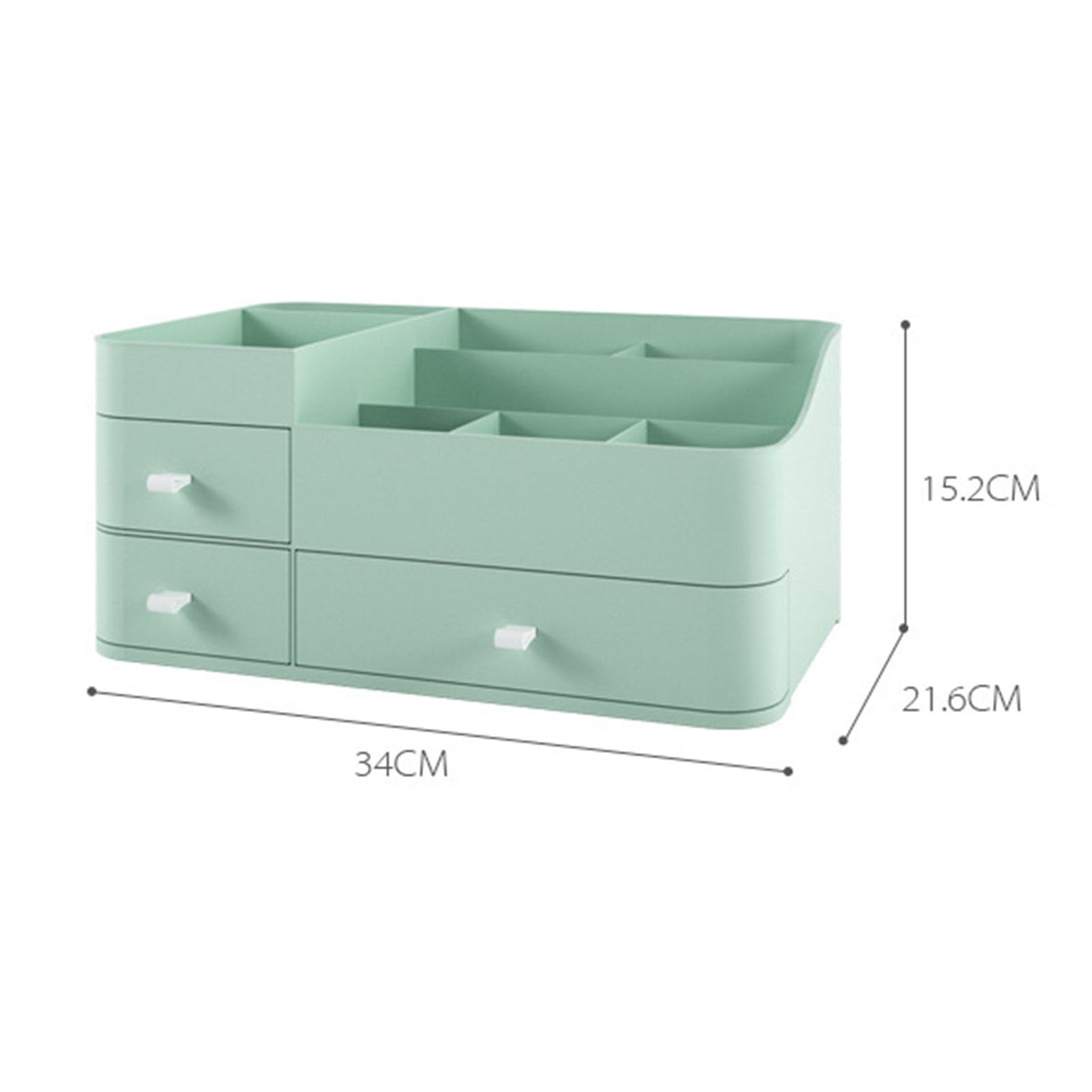 Organizador de cosméticos con cajones, vitrina de maquillaje de plástico impermeable para uso doméstico, almacenamiento de alta capacidad para lápices labiales, productos (Green)