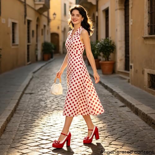 Image of FOREADA Lolita Bow Platform High Heel Women Rockabilly Mary Jane Dress Pump | Boasts soft kawaii retro vintage lolita tea party aesthetic, with block heel ,bow, round toe versatile style for dress wear