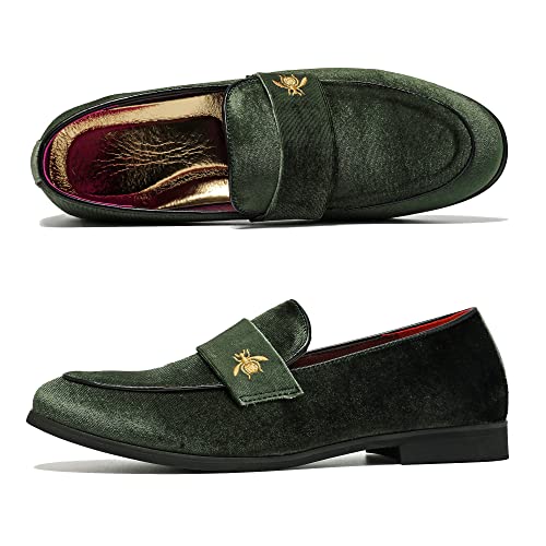 Image of FLQL Men's Luxury Penny Loafer Slip-On Velvet Shoes Party Dancing Shoes Suede Wedding Shoes Plus Size 7-13