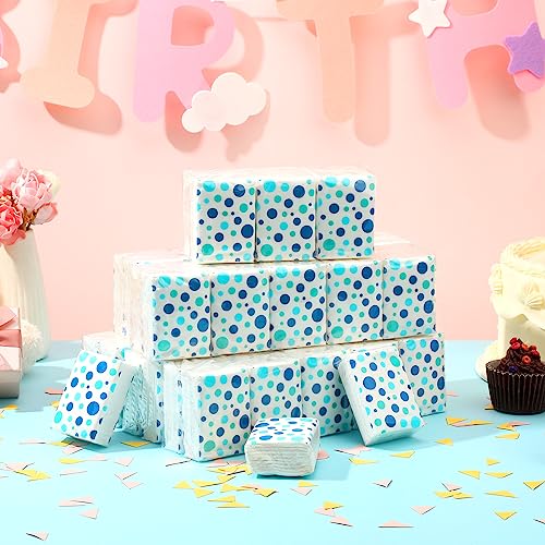 Image of Ctosree 50 Pack Polka Dot Pocket Tissues Travel Packs Bulk 500 Sheet Small Tissues Bulk Packs 3 Ply Mini Travel Size Paper Individual Pocket Size (Blue Random Dots)