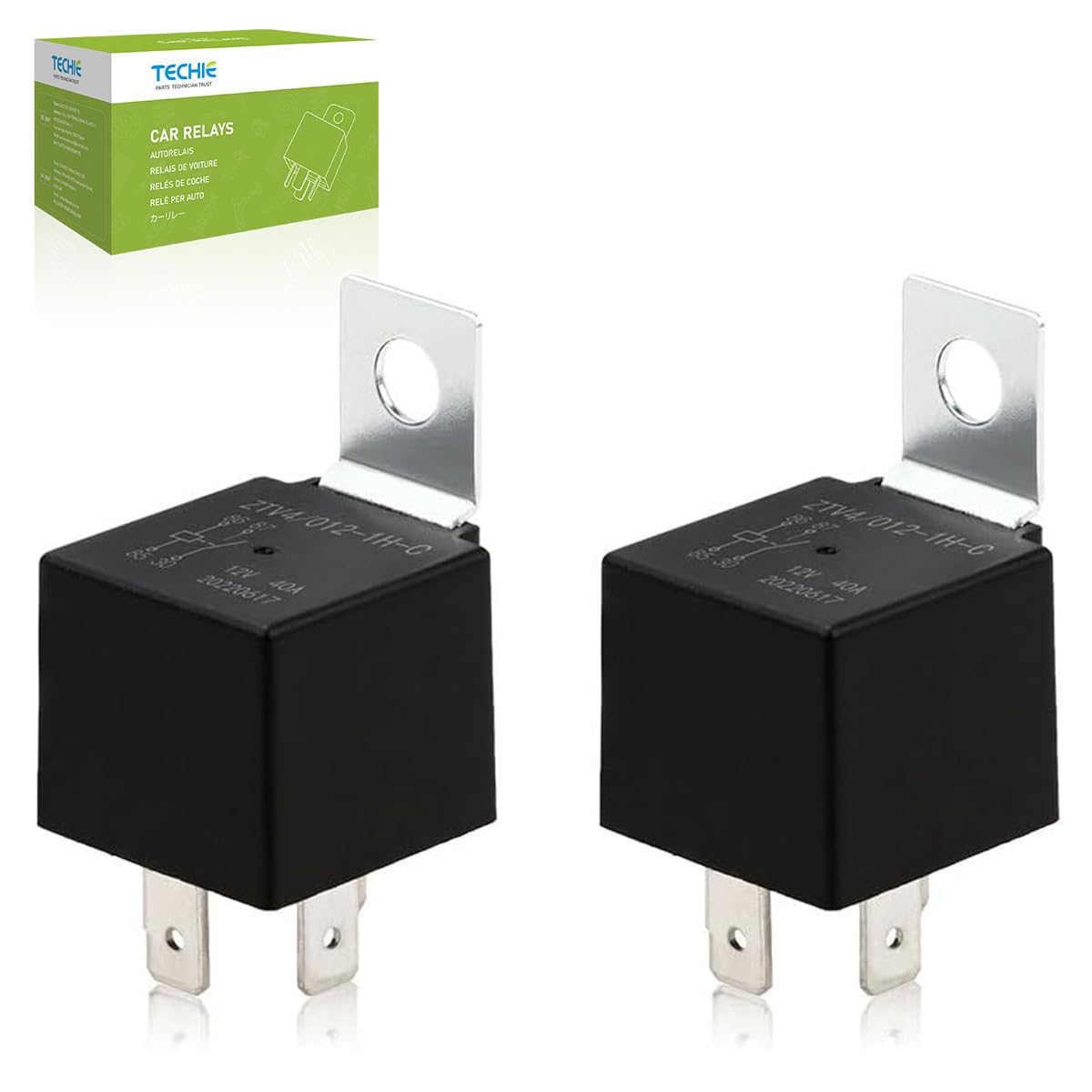 Techie 2pcs 4-Pin 12V 40A kfz Relais Auto Relay Automotive Elektrische AC Starter