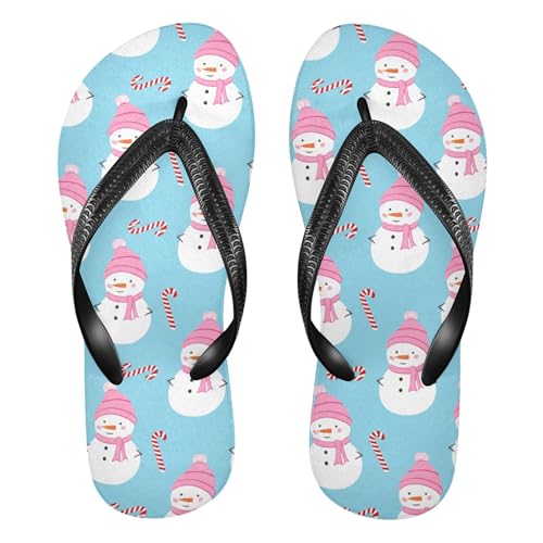 Burbuja Snowmen Flip Flops for Women Men, Soft Thong Sandals Rubber Slippers for Pool Beach Essentials