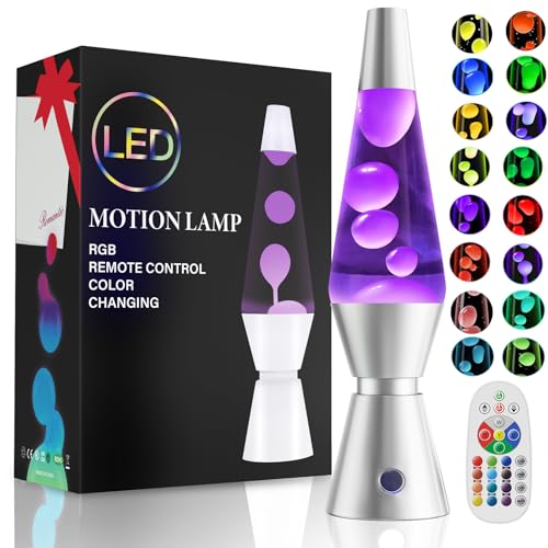 Lámpara de lava de purpurina grande con luz LED regulable de 17 colores