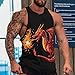 Fire and Dragon Men's Sleeveless T-Shirt Casual Tank Top Gym Muscle Workout Tee 2XL