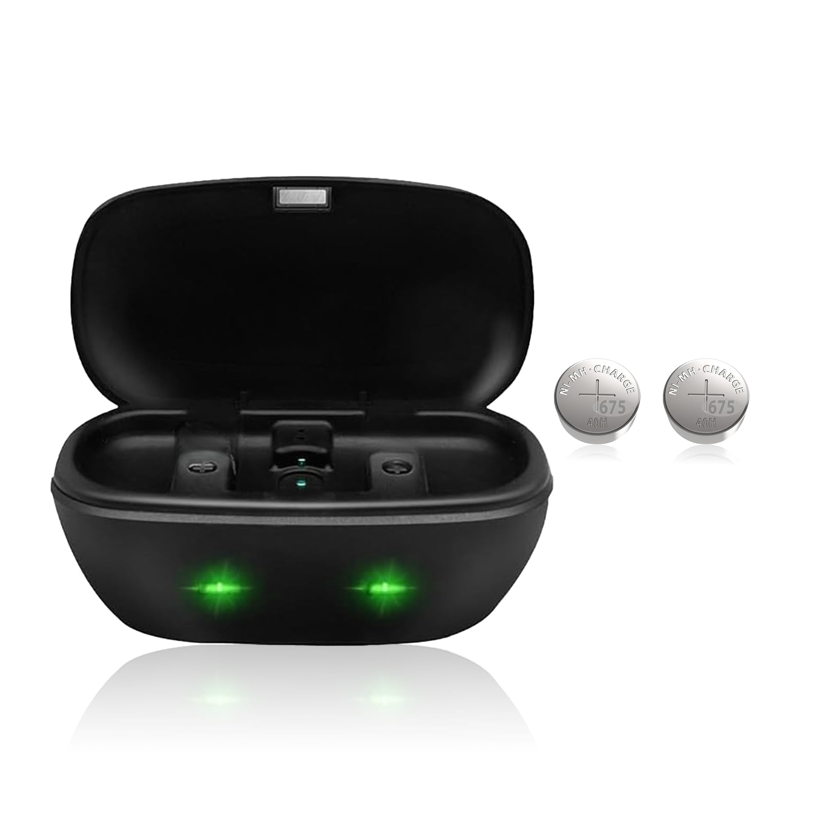 Chargeur de batterie pour appareils auditifs avec piles rechargeables pour appareils auditifs - Taille 675 - Chargeur de voyage pour appareils auditifs - 40 mAh