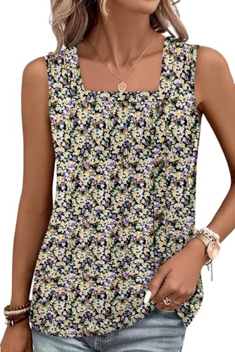KISSMODA Womens Boho Tops for Summer Sleeveless Tanks Loose Fit Casual Blouse Daily Shirts for Leggings (S-3XL)