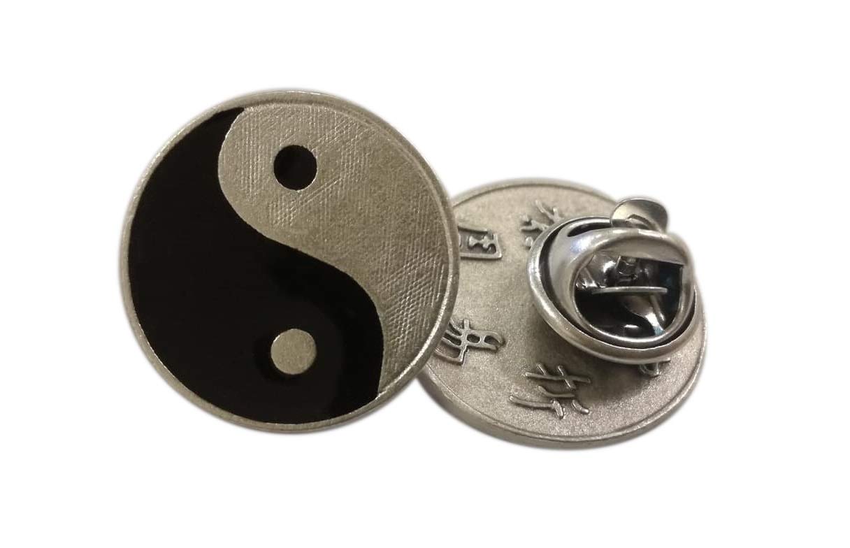 PIN TAO Yin Yang chapeada plata - Amuleto de la suerte - Moneda de diámetro Cm 2,1 - pieza