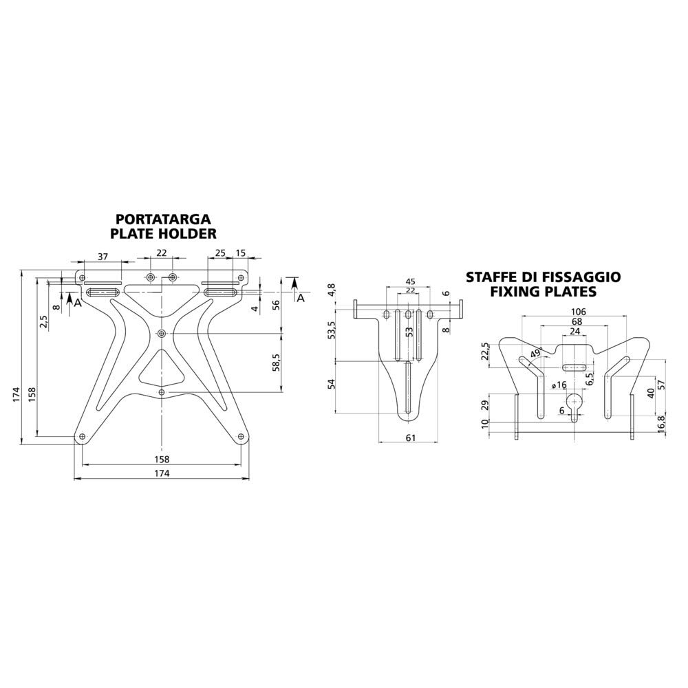 Lampa 90146 Aero-X, portatarga Moto per targhe Italiane con Altezza ed inclinazione Regolabili