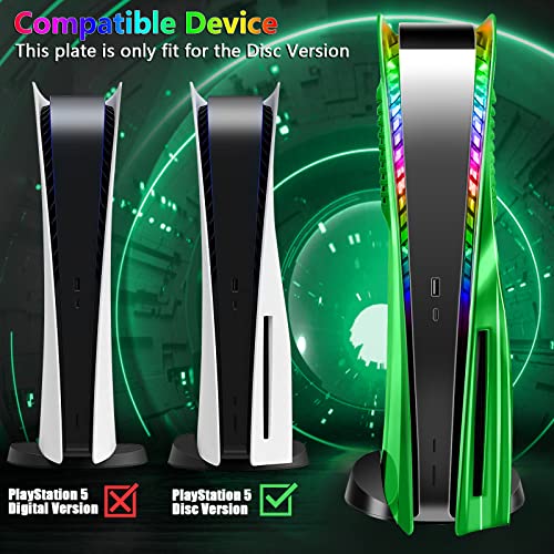 Ps5 Plates With Vent And Rgb Led Light Strip Sikemay Ps5 Cover 400+ Effects Led Light Ring Ps5 Console Face Plates For Playstation 5 Disc Edition Diy Decoration Kit Accessories Eelectroplating Green #TOP4